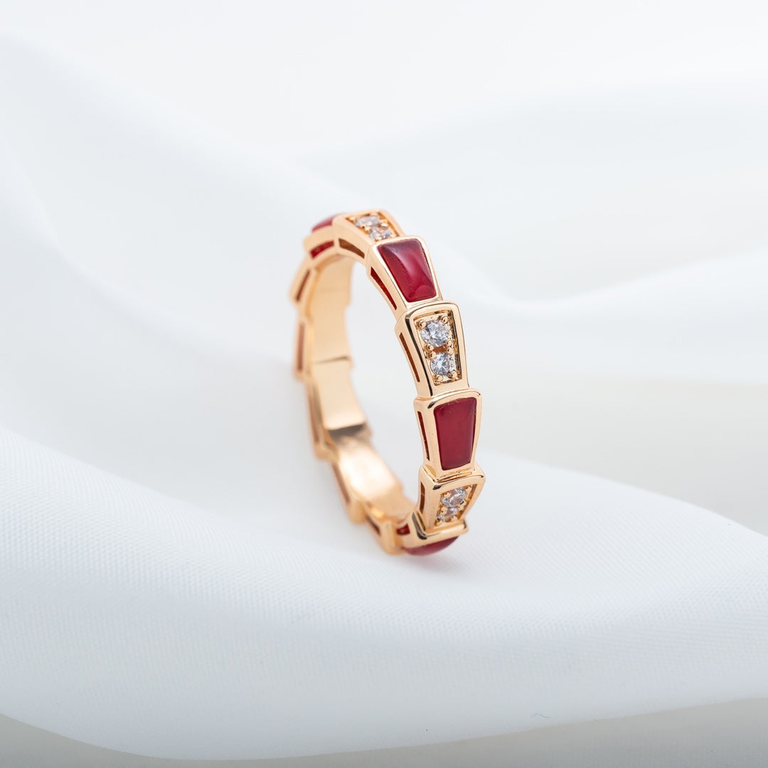 [Glow Muse]SERPENTI RING PINK GOLD CARNELIAN DIAMOND 3MM