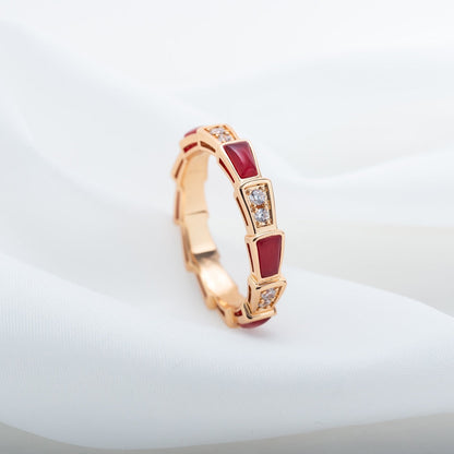 [Glow Muse]SERPENTI RING PINK GOLD CARNELIAN DIAMOND 3MM