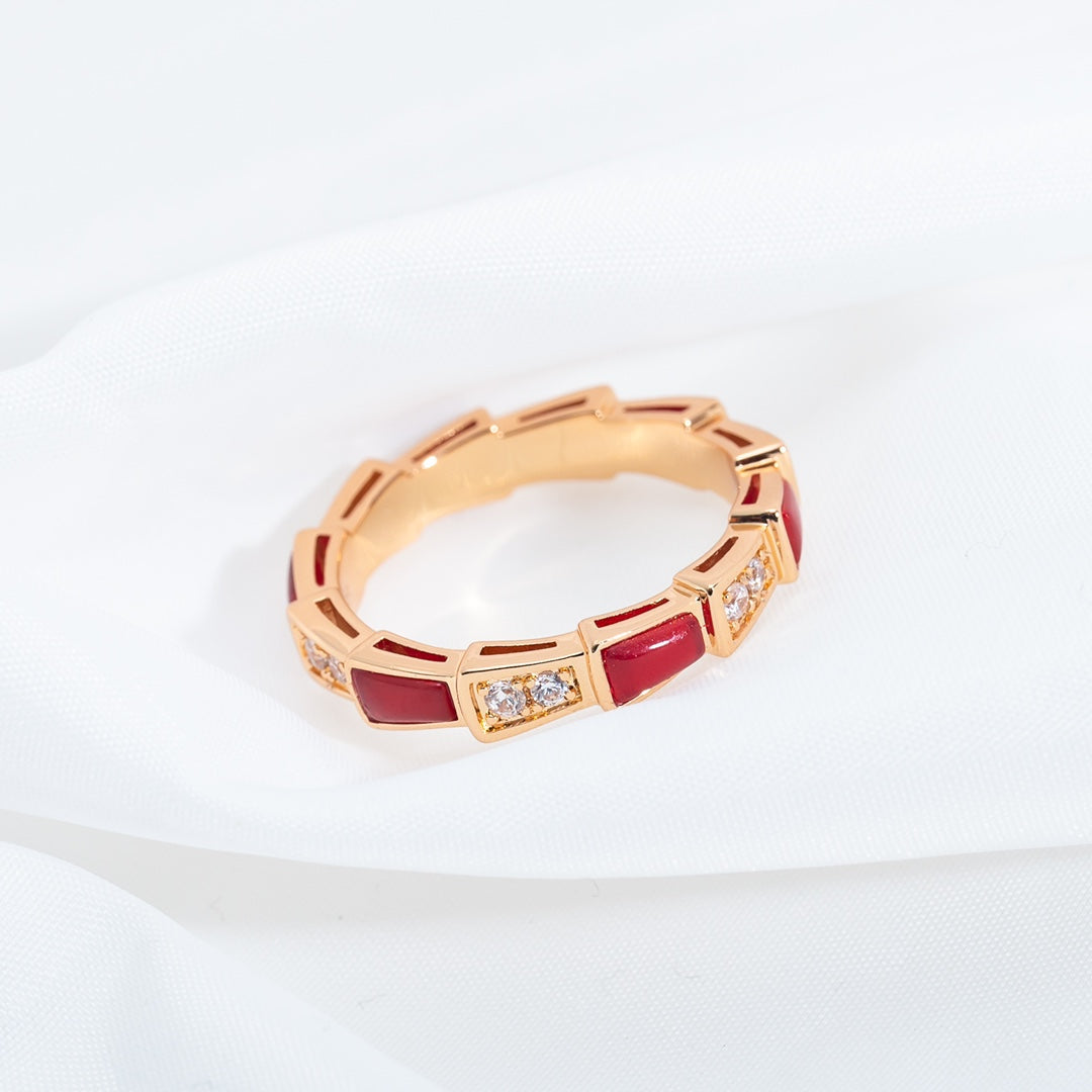 [Glow Muse]SERPENTI RING PINK GOLD CARNELIAN DIAMOND 3MM