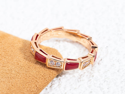 [Glow Muse]SERPENTI RING PINK GOLD CARNELIAN DIAMOND 3MM