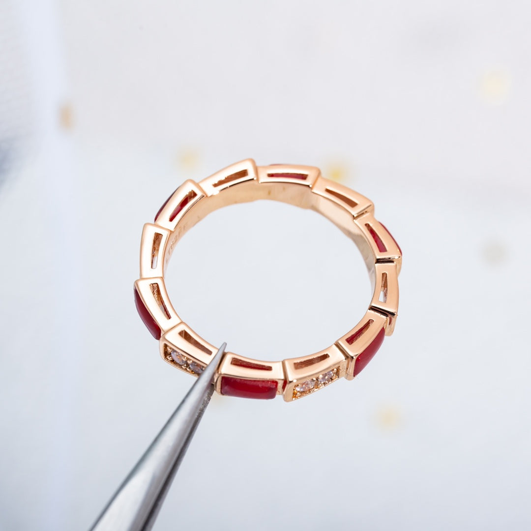[Glow Muse]SERPENTI RING PINK GOLD CARNELIAN DIAMOND 3MM