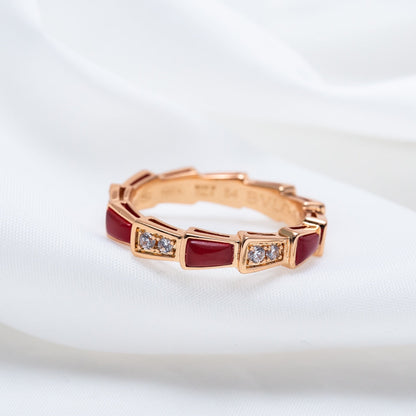 [Glow Muse]SERPENTI RING PINK GOLD CARNELIAN DIAMOND 3MM
