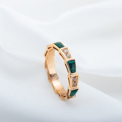 [Glow Muse]SERPENTI RING PINK GOLD MALACHITE DIAMOND 3MM