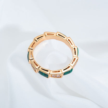 [Glow Muse]SERPENTI RING PINK GOLD MALACHITE DIAMOND 3MM