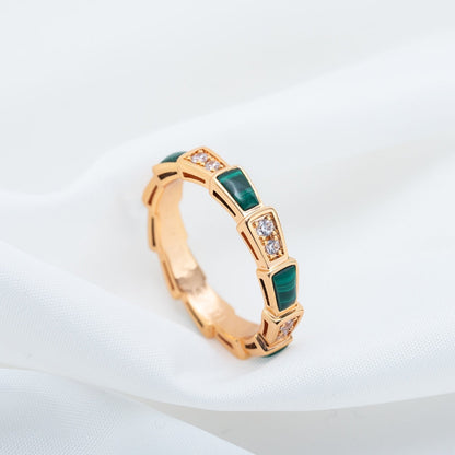 [Glow Muse]SERPENTI RING PINK GOLD MALACHITE DIAMOND 3MM