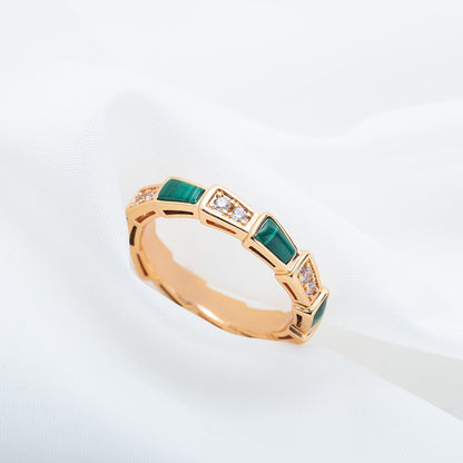 [Glow Muse]SERPENTI RING PINK GOLD MALACHITE DIAMOND 3MM