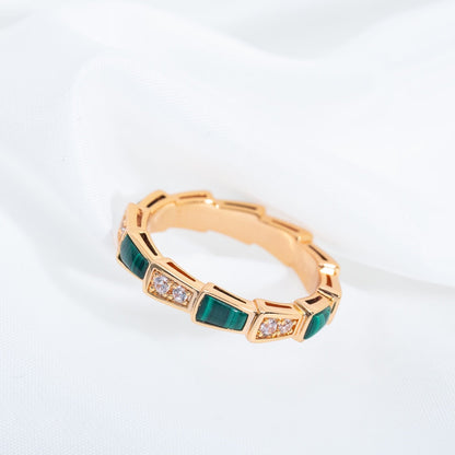 [Glow Muse]SERPENTI RING PINK GOLD MALACHITE DIAMOND 3MM