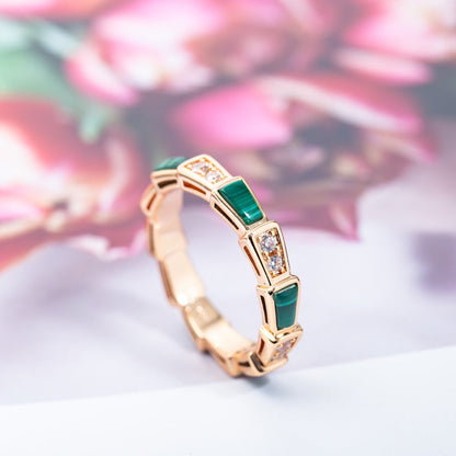 [Glow Muse]SERPENTI RING PINK GOLD MALACHITE DIAMOND 3MM