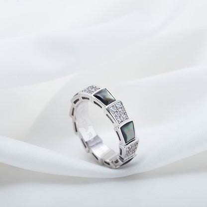 [Glow Muse]SERPENTI RING SILVER DIAMOND BLACK MOP 4MM