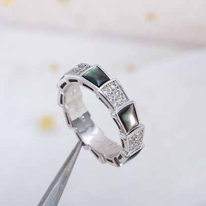 [Glow Muse]SERPENTI RING SILVER DIAMOND BLACK MOP 4MM