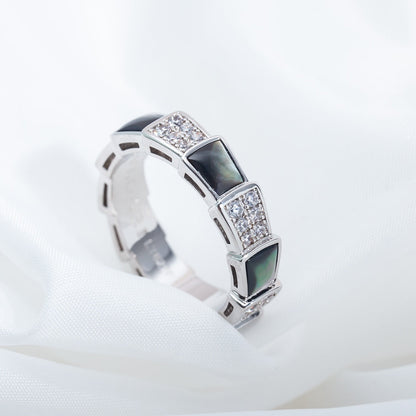 [Glow Muse]SERPENTI RING SILVER DIAMOND BLACK MOP 4MM