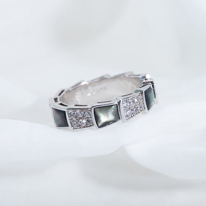 [Glow Muse]SERPENTI RING SILVER DIAMOND BLACK MOP 4MM