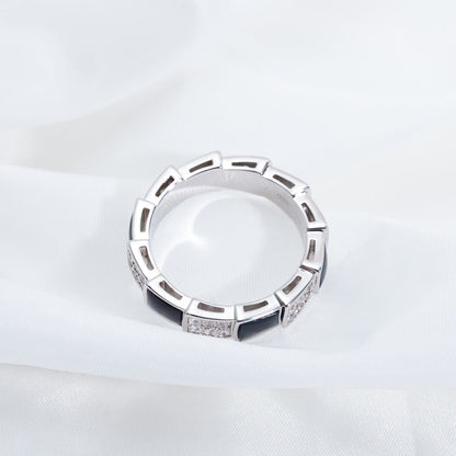 [Glow Muse]SERPENTI RING SILVER DIAMOND BLACK MOP 4MM