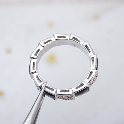 [Glow Muse]SERPENTI RING SILVER DIAMOND BLACK MOP 4MM