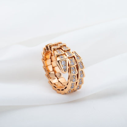 [Glow Muse]SERPENTI RING PINK GOLD DIAMOND DOUBLE ROW