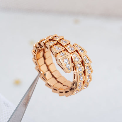 [Glow Muse]SERPENTI RING PINK GOLD DIAMOND DOUBLE ROW