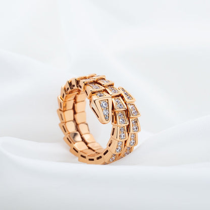 [Glow Muse]SERPENTI RING PINK GOLD DIAMOND DOUBLE ROW
