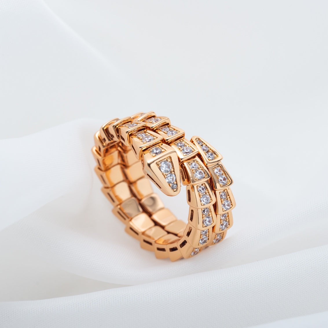 [Glow Muse]SERPENTI RING PINK GOLD DIAMOND DOUBLE ROW