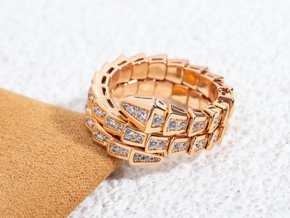 [Glow Muse]SERPENTI RING PINK GOLD DIAMOND DOUBLE ROW