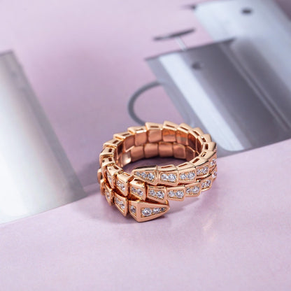 [Glow Muse]SERPENTI RING PINK GOLD DIAMOND DOUBLE ROW