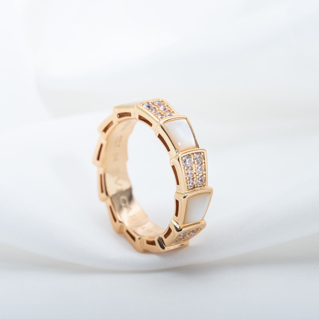 [Glow Muse]SERPENTI RING PINK GOLD MOP DIAMOND PAVED 4MM