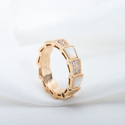 [Glow Muse]SERPENTI RING PINK GOLD MOP DIAMOND PAVED 4MM