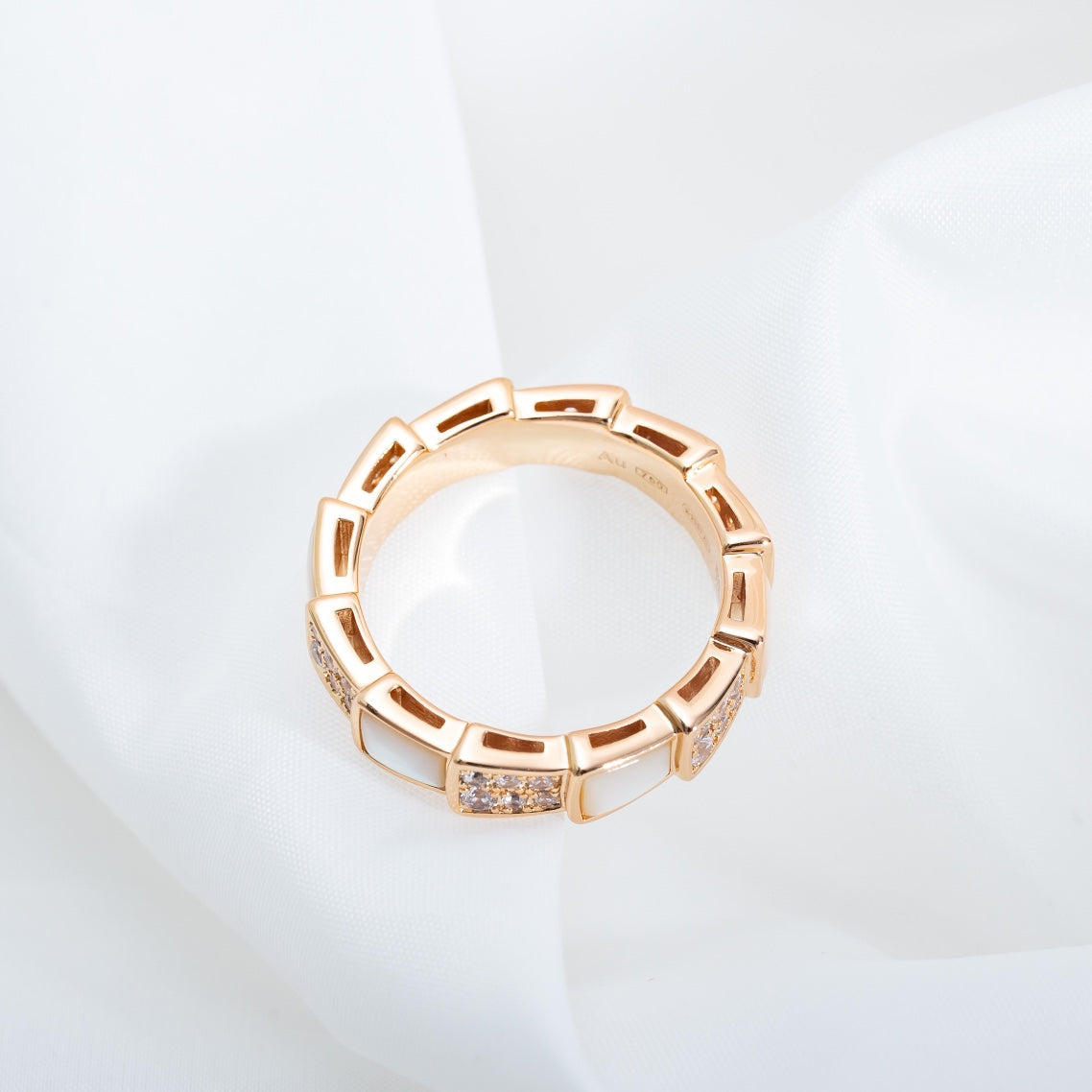 [Glow Muse]SERPENTI RING PINK GOLD MOP DIAMOND PAVED 4MM