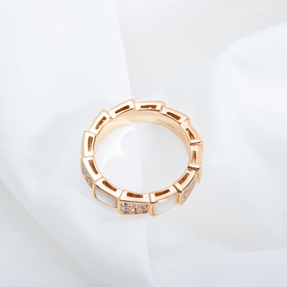 [Glow Muse]SERPENTI RING PINK GOLD MOP DIAMOND PAVED 4MM