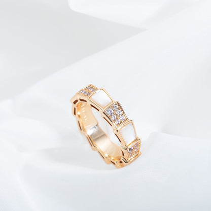[Glow Muse]SERPENTI RING PINK GOLD MOP DIAMOND PAVED 4MM