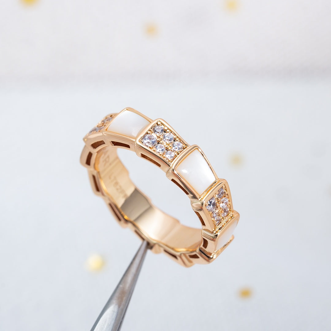 [Glow Muse]SERPENTI RING PINK GOLD MOP DIAMOND PAVED 4MM