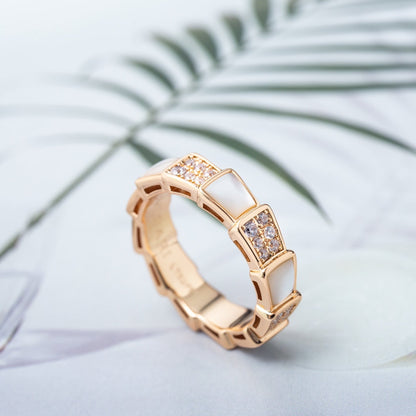 [Glow Muse]SERPENTI RING PINK GOLD MOP DIAMOND PAVED 4MM