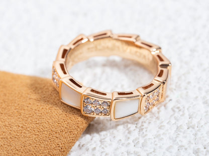 [Glow Muse]SERPENTI RING PINK GOLD MOP DIAMOND PAVED 4MM