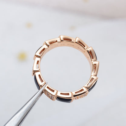 [Glow Muse]SERPENTI RING PINK GOLD BLACK MOP DIAMOND PAVED 4MM