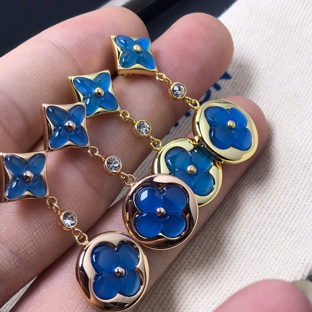 [Glow Muse]STAR AND SUN AGATE DIAMOND EARRINGS