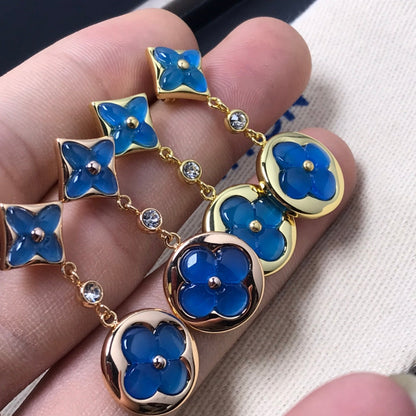 [Glow Muse]STAR AND SUN AGATE DIAMOND EARRINGS