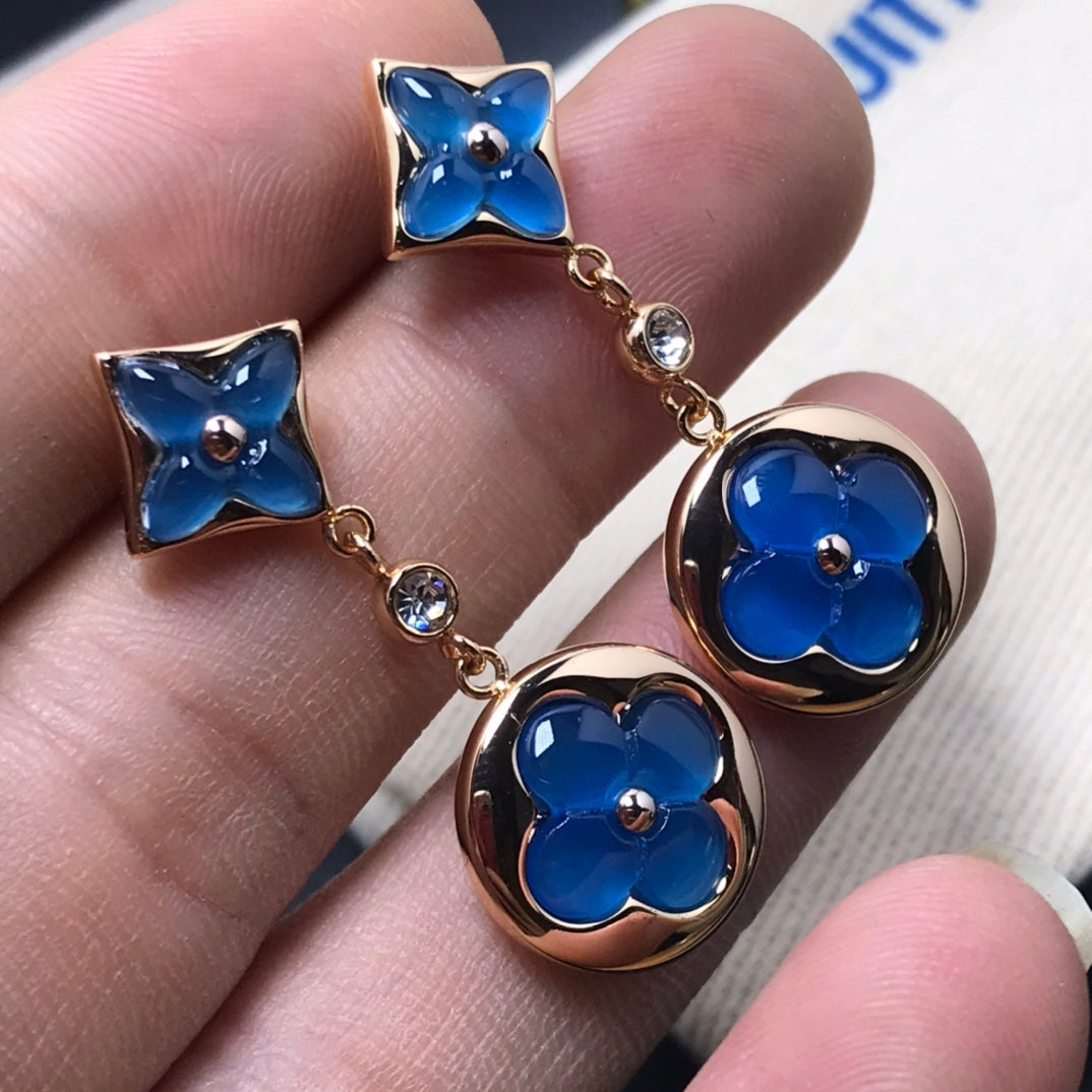 [Glow Muse]STAR AND SUN AGATE DIAMOND EARRINGS