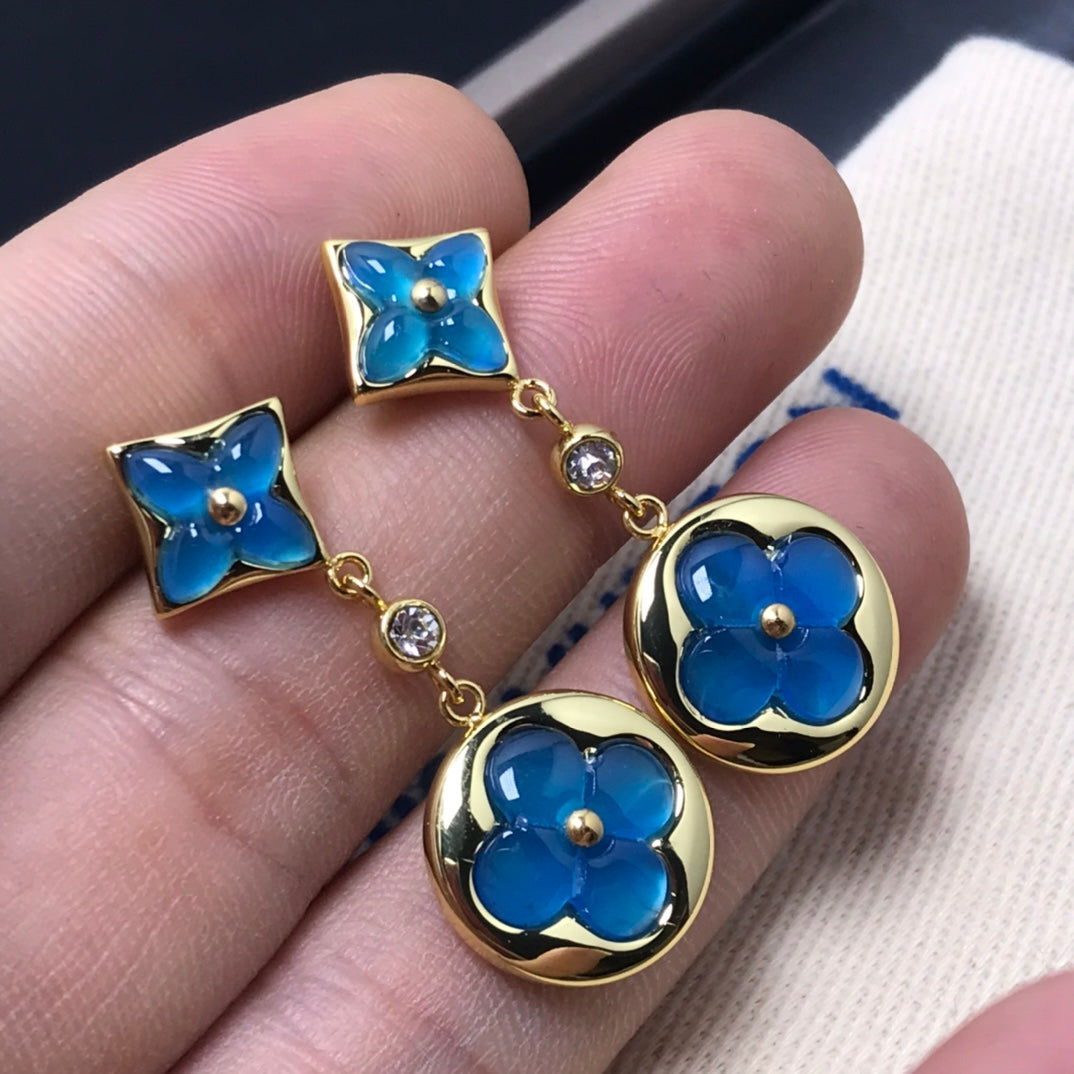 [Glow Muse]STAR AND SUN AGATE DIAMOND EARRINGS