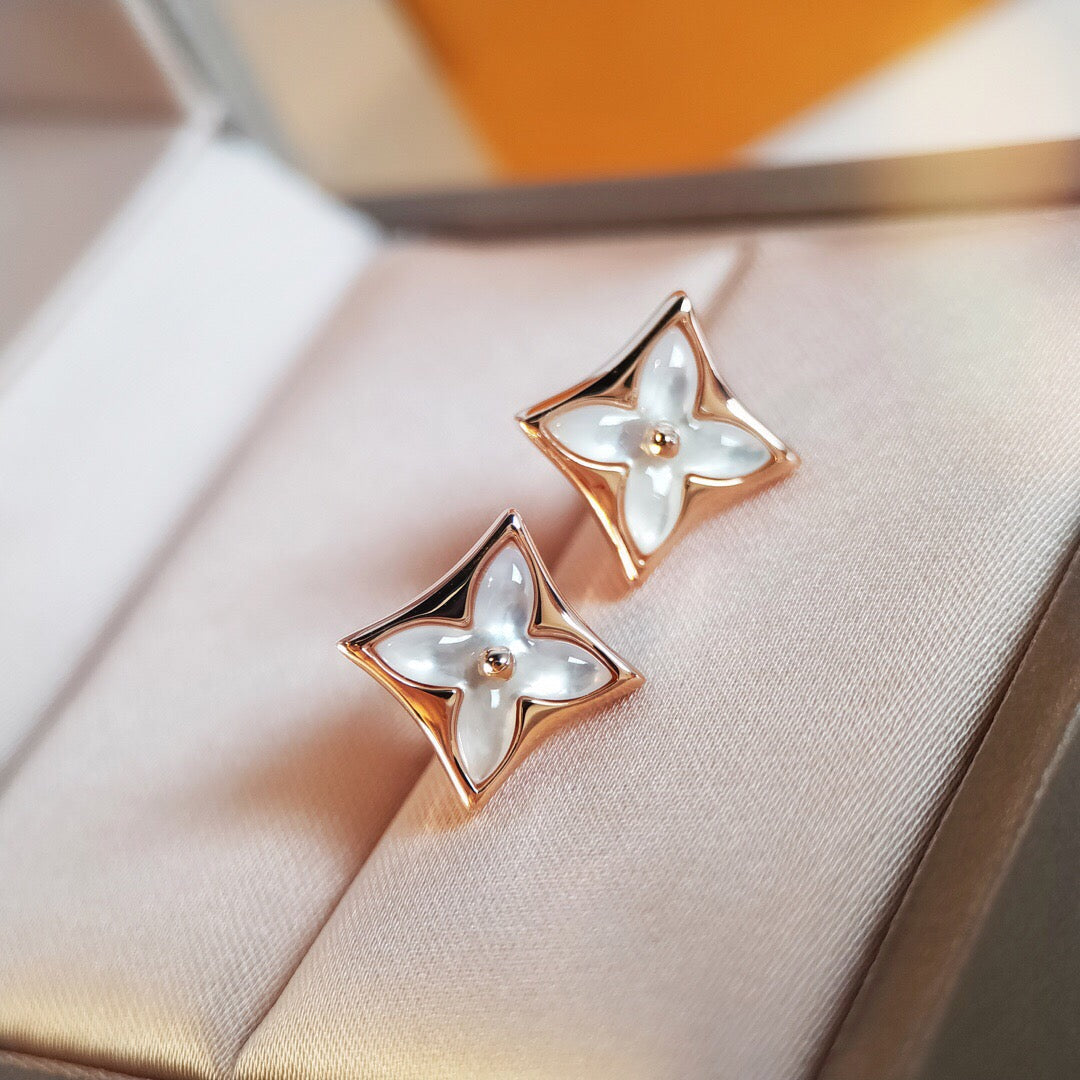 [Glow Muse]STAR MOP PINK GOLD EARRINGS