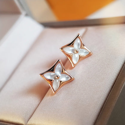 [Glow Muse]STAR MOP PINK GOLD EARRINGS