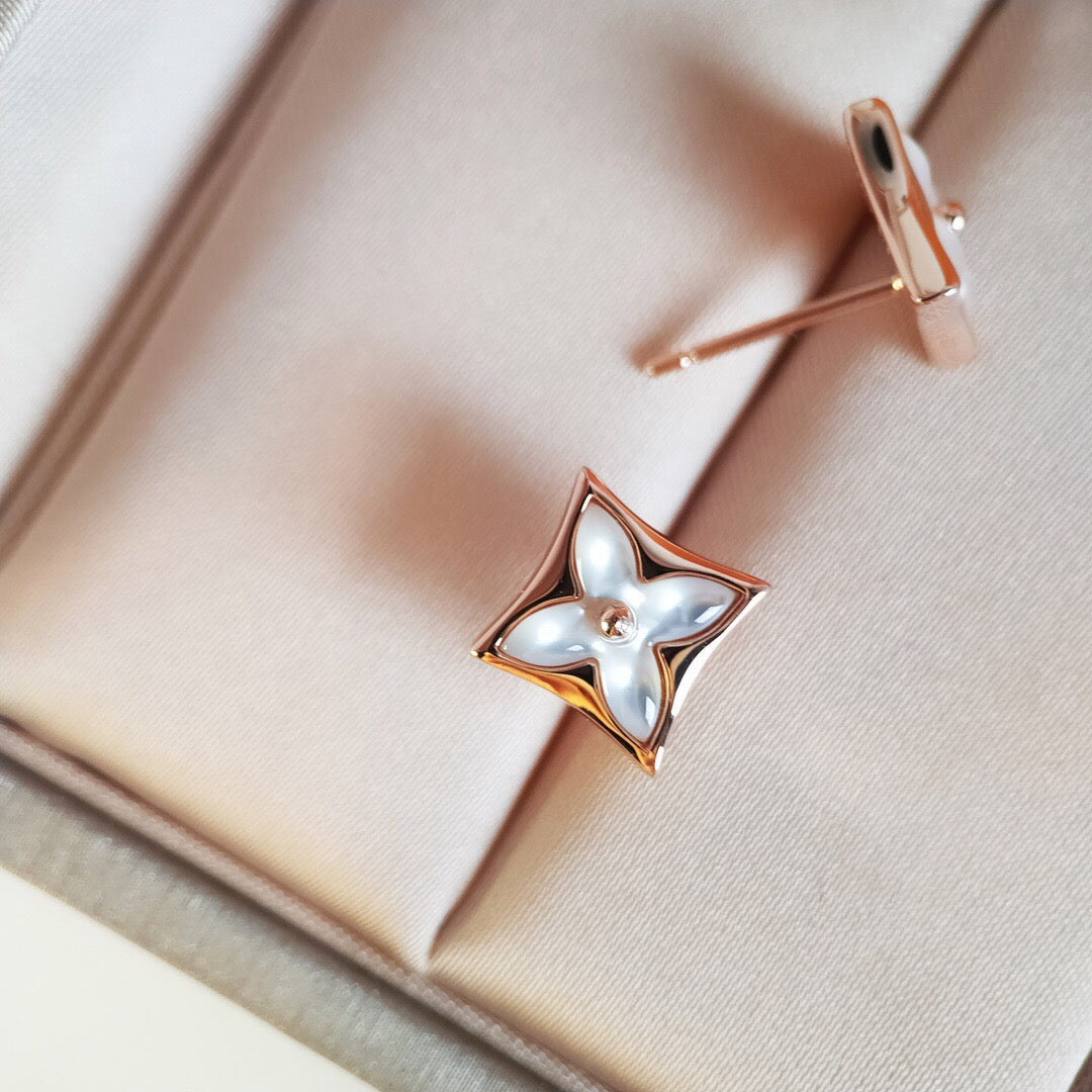 [Glow Muse]STAR MOP PINK GOLD EARRINGS