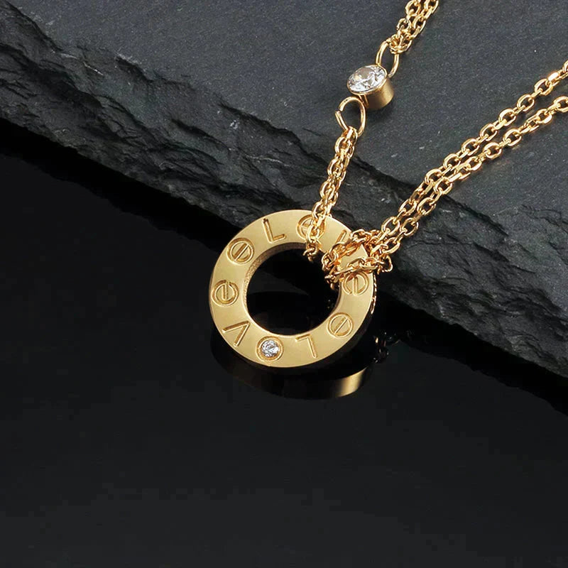 [Glow Muse]LOVE NECKLACE 16MM 2 DIAMONDS