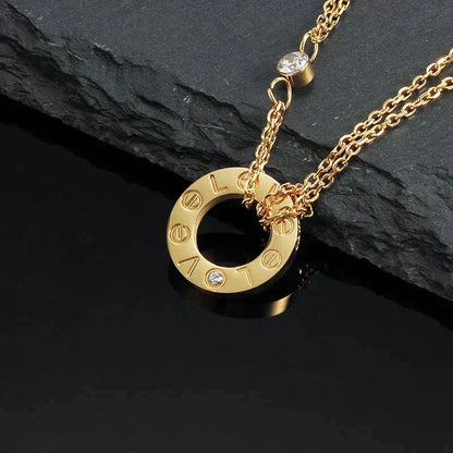 [Glow Muse]LOVE NECKLACE 16MM 2 DIAMONDS