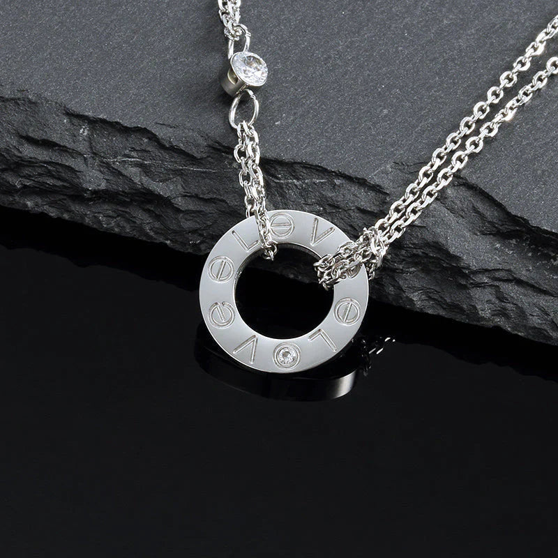 [Glow Muse]LOVE NECKLACE 16MM 2 DIAMONDS