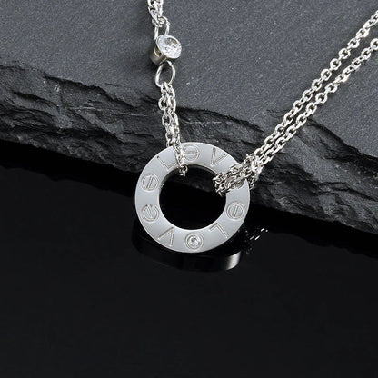 [Glow Muse]LOVE NECKLACE 16MM 2 DIAMONDS