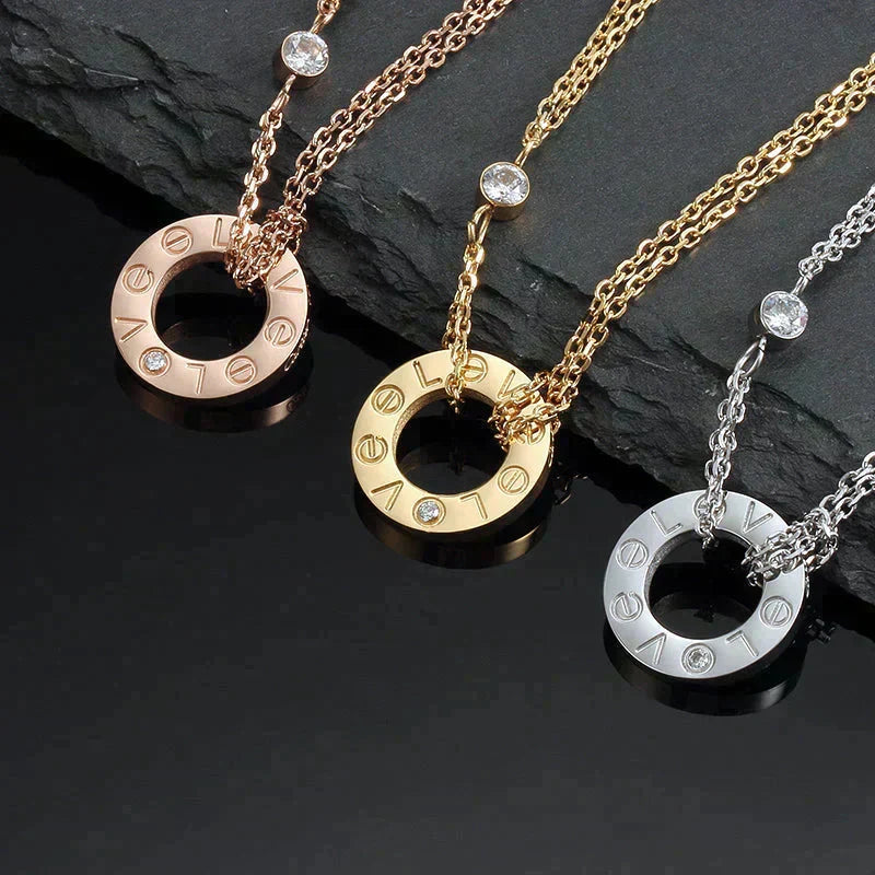 [Glow Muse]LOVE NECKLACE 16MM 2 DIAMONDS
