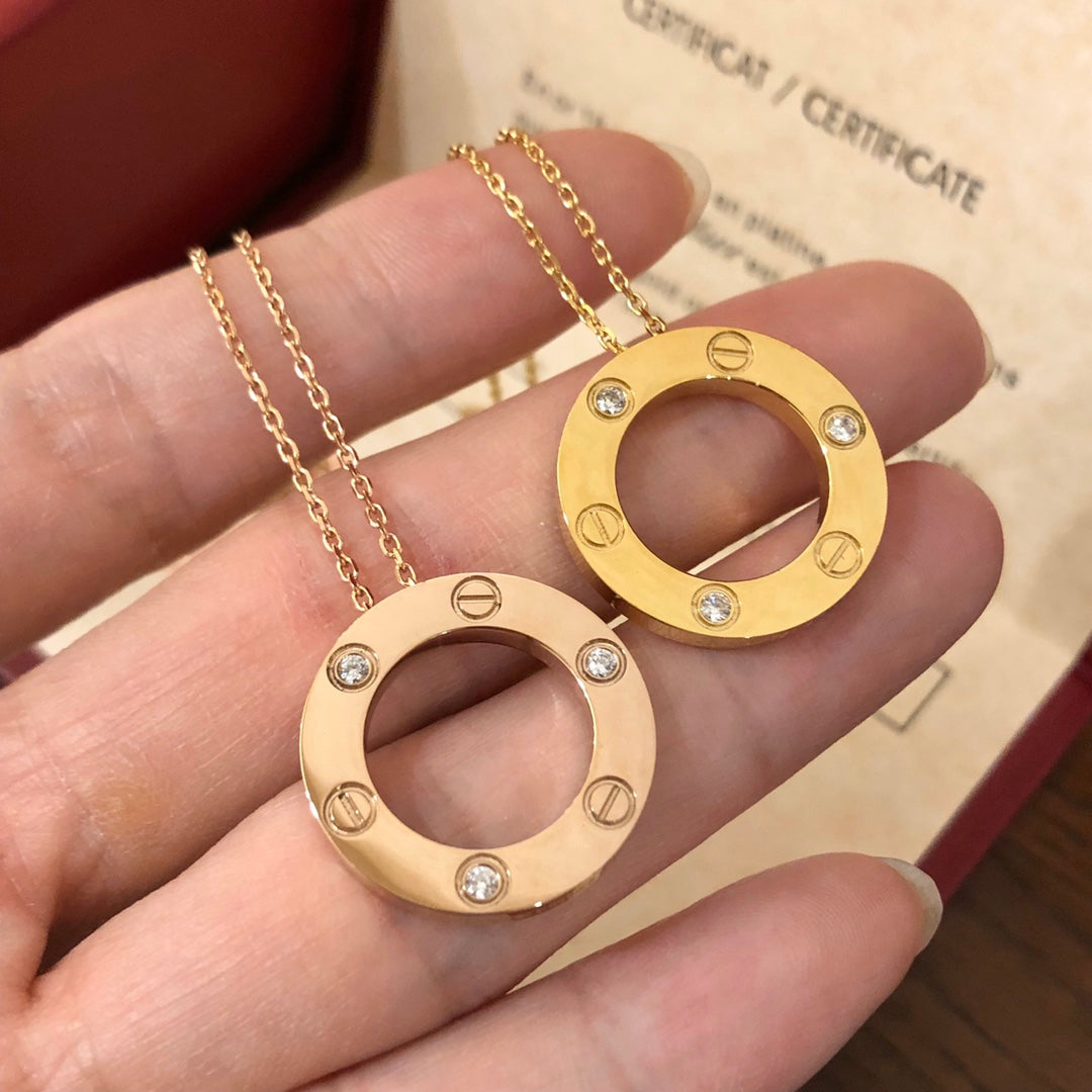 [Glow Muse]LOVE NECKLACE 16MM 3 DIAMONDS