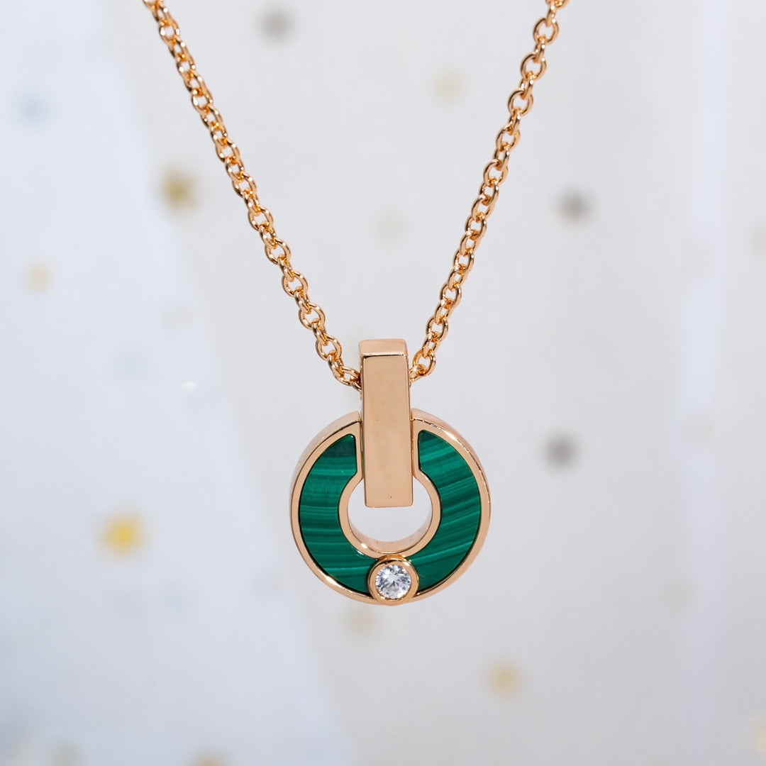 [Glow Muse]GARI NECKLACE PINK GOLD MALACHITE
