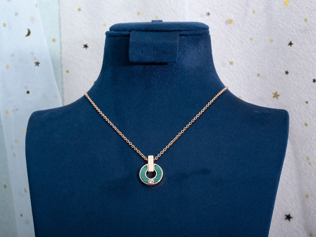[Glow Muse]GARI NECKLACE PINK GOLD MALACHITE