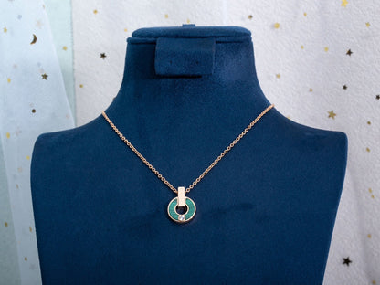 [Glow Muse]GARI NECKLACE PINK GOLD MALACHITE