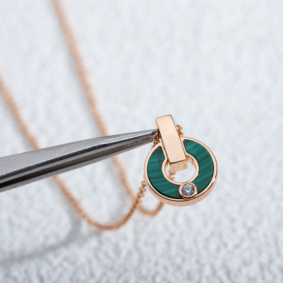 [Glow Muse]GARI NECKLACE PINK GOLD MALACHITE
